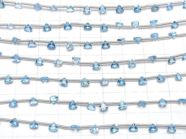 [Video] High Quality Swiss Blue Topaz AAA- Triangle Faceted 4x4mm 1strand (18pcs)