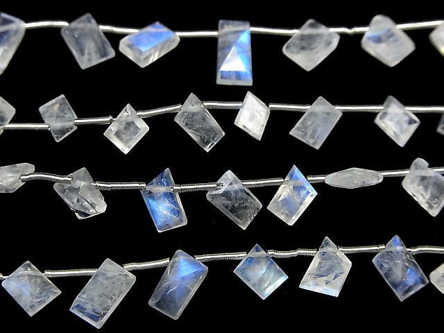 [Video] High Quality Rainbow Moonstone AA++ Fancy Shape Faceted half or 1strand beads (aprx.7inch / 18cm)