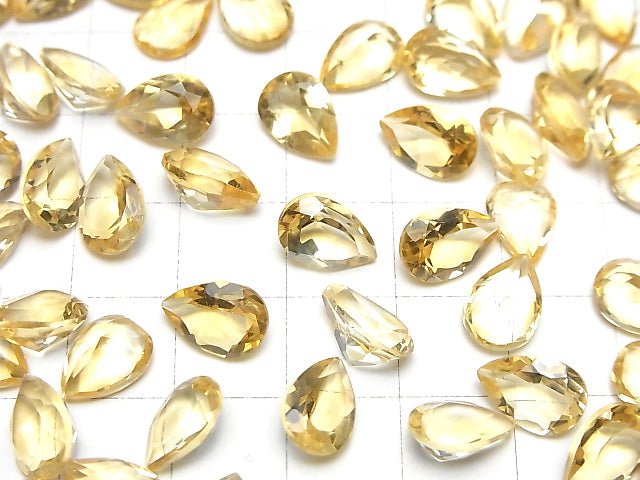 [Video]High Quality Citrine AAA Loose stone Pear shape Faceted 10x7mm 5pcs