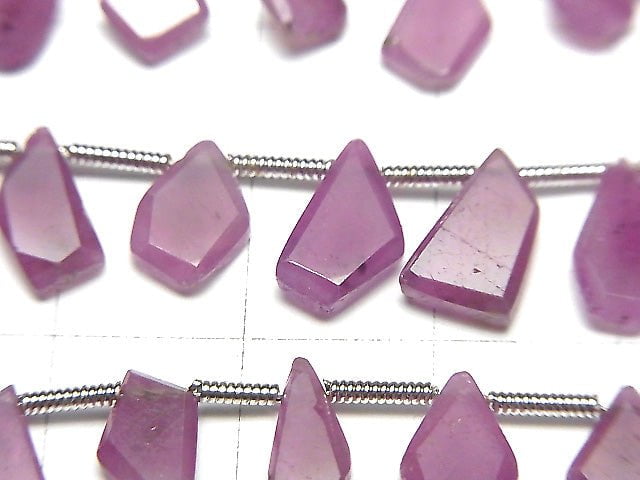 [Video] Unheated Ruby AAA- Rough Slice Faceted half or 1strand beads (aprx.7inch / 18cm)