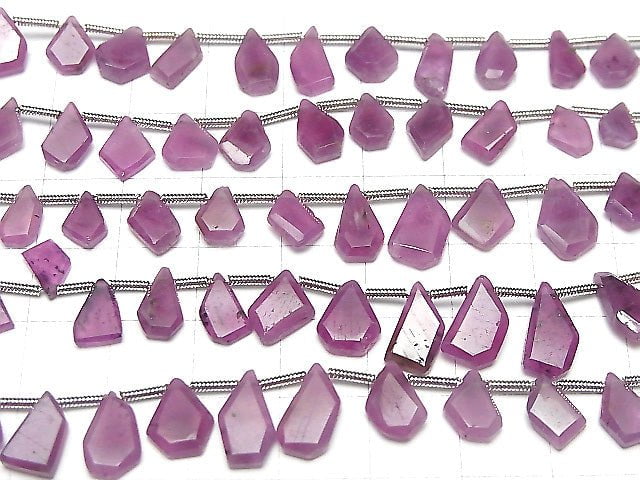[Video] Unheated Ruby AAA- Rough Slice Faceted half or 1strand beads (aprx.7inch / 18cm)