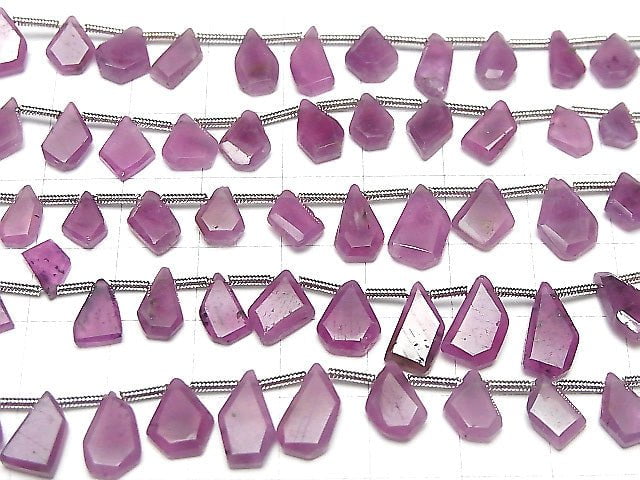 [Video] Unheated Ruby AAA- Rough Slice Faceted half or 1strand beads (aprx.7inch / 18cm)