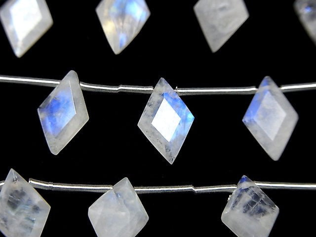 [Video] High Quality Rainbow Moonstone AA++ Diamond Faceted 11x7mm 1strand (8pcs)