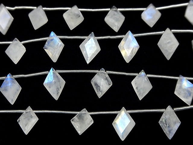 [Video] High Quality Rainbow Moonstone AA++ Diamond Faceted 11x7mm 1strand (8pcs)