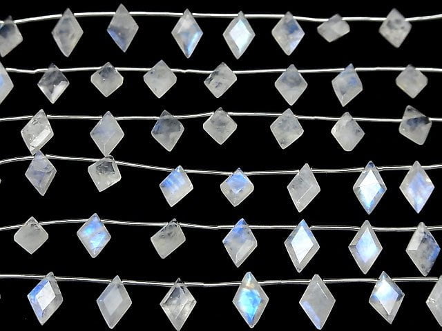 [Video] High Quality Rainbow Moonstone AA++ Diamond Faceted 11x7mm 1strand (8pcs)