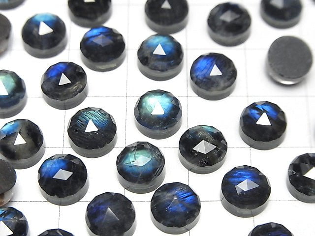 [Video] Onyx x Labradorite x Crystal AAA- Round Rose Cut 8x8mm 3pcs