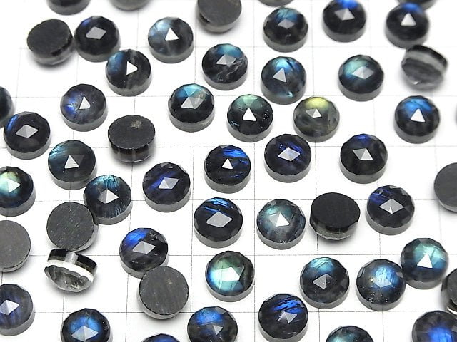 [Video] Onyx x Labradorite x Crystal AAA- Round Rose Cut 8x8mm 3pcs