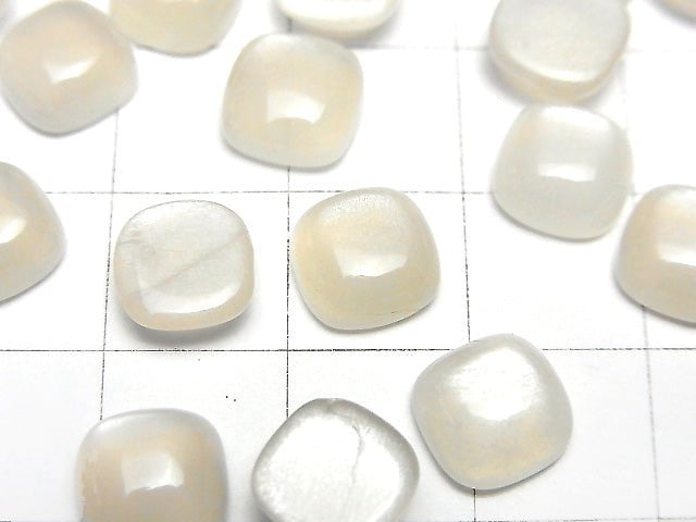 [Video] White Moonstone AAA Square Cabochon 8x8mm 5pcs