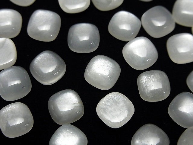 [Video] White Moonstone AAA Square Cabochon 8x8mm 5pcs