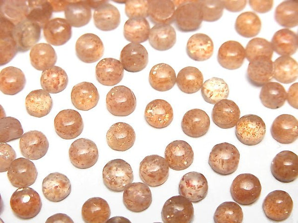 [Video] High Quality Sunstone AAA Round Cabochon 4x4mm 10pcs