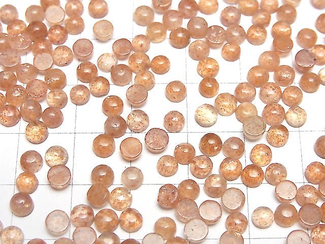 [Video] High Quality Sunstone AAA Round Cabochon 4x4mm 10pcs