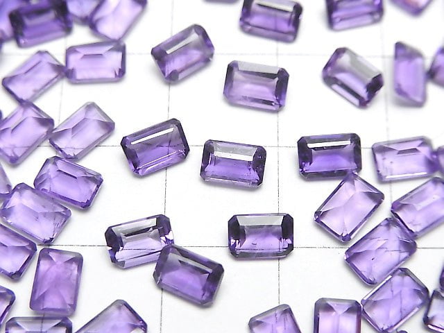 [Video]High Quality Amethyst AAA- Loose stone Rectangle Faceted 6x4mm 5pcs