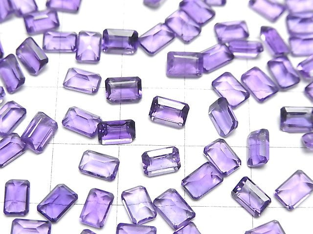 [Video]High Quality Amethyst AAA- Loose stone Rectangle Faceted 6x4mm 5pcs