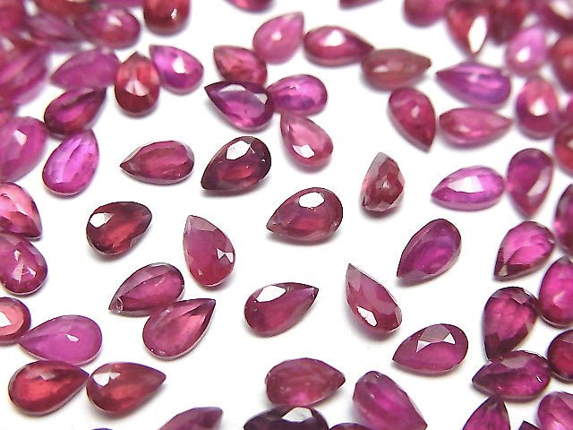 [Video]Ruby AA++ Loose stone Pear shape Faceted 5x3mm 10pcs