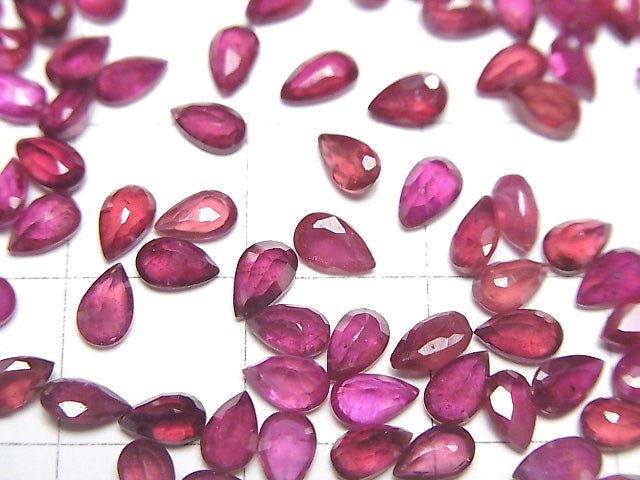 [Video]Ruby AA++ Loose stone Pear shape Faceted 5x3mm 10pcs