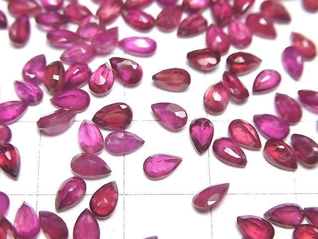 [Video]Ruby AA++ Loose stone Pear shape Faceted 5x3mm 10pcs