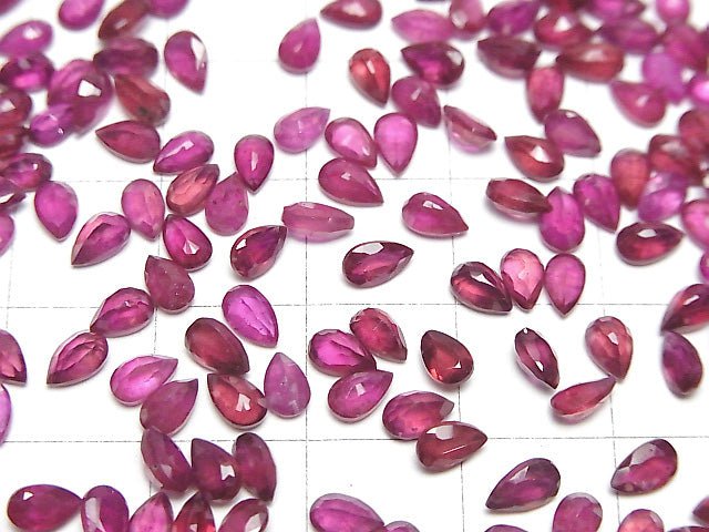 [Video]Ruby AA++ Loose stone Pear shape Faceted 5x3mm 10pcs