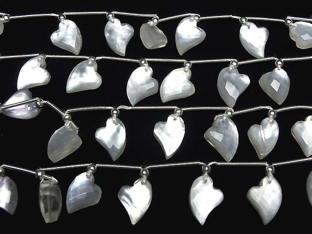 [Video] White Shell x Crystal AAA Heart cut half or 1strand (8pcs)