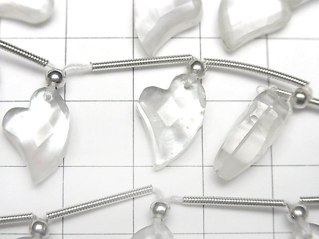 [Video] White Shell x Crystal AAA Heart cut half or 1strand (8pcs)