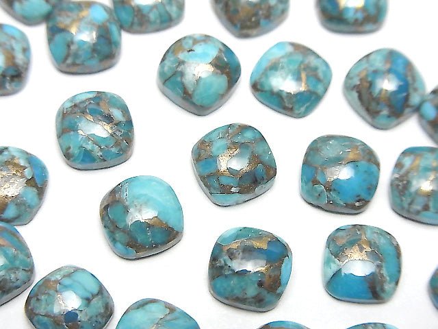 [Video] Blue Copper Turquoise AAA Square Cabochon 8x8mm 5pcs