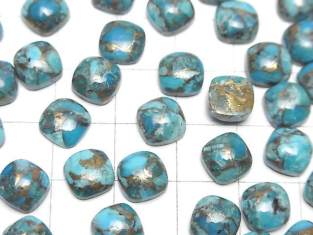 [Video] Blue Copper Turquoise AAA Square Cabochon 8x8mm 5pcs