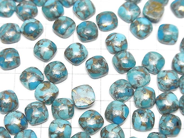 [Video] Blue Copper Turquoise AAA Square Cabochon 8x8mm 5pcs