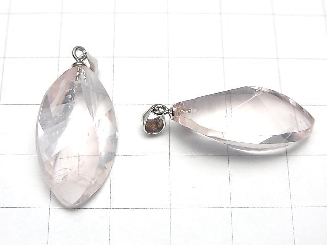 High Quality MadagascarRose Quartz AAA-Twist Faceted Marquise 26x15x11mm Pendant