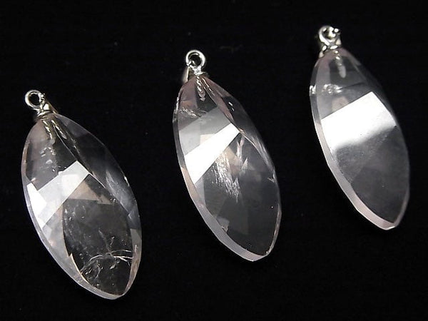 High Quality MadagascarRose Quartz AAA-Twist Faceted Marquise 26x15x11mm Pendant