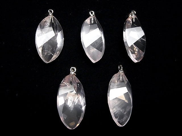 High Quality MadagascarRose Quartz AAA-Twist Faceted Marquise 26x15x11mm Pendant