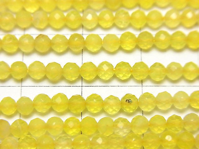 [Video]High Quality! Yellow color Chalcedony Faceted Round 3mm 1strand beads (aprx.15inch/37cm)