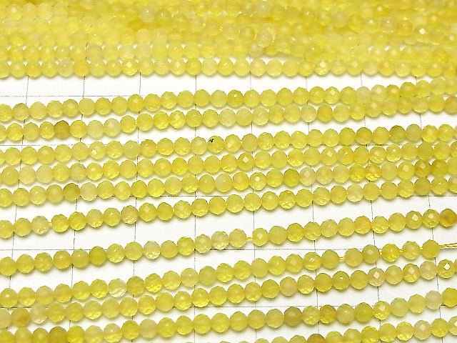 [Video]High Quality! Yellow color Chalcedony Faceted Round 3mm 1strand beads (aprx.15inch/37cm)