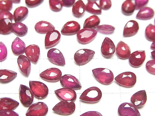 [Video] Ruby AA++ Undrilled Pear shape Faceted 6x4mm 5pcs $14.99!