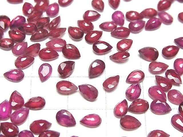 [Video] Ruby AA++ Undrilled Pear shape Faceted 6x4mm 5pcs $14.99!