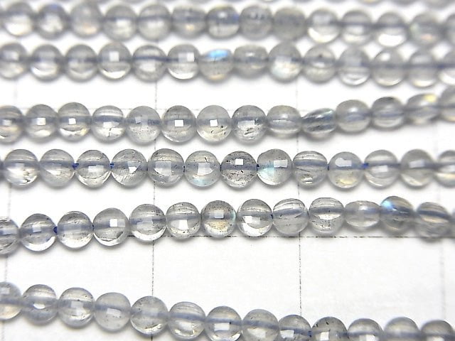 [Video] High Quality! Labradorite AA++ Faceted Coin 2.5x2.5x2mm 1strand beads (aprx.15inch/38cm)