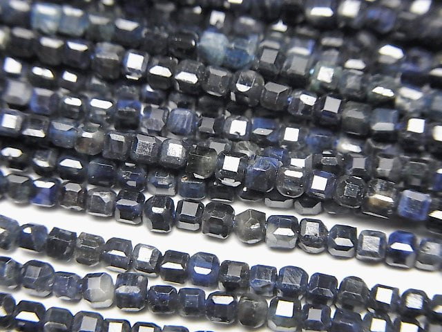 [Video] High Quality! Sapphire AA++ Cube Shape 2x2x2mm 1strand beads (aprx.15inch/37cm)