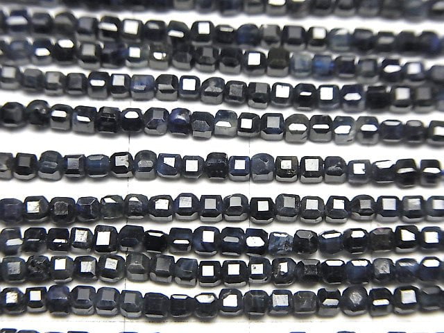 [Video] High Quality! Sapphire AA++ Cube Shape 2x2x2mm 1strand beads (aprx.15inch/37cm)