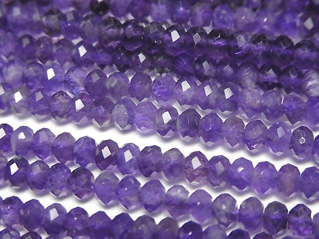 [Video] High Quality!  Amethyst AAA Faceted Button Rondelle 4x4x2mm 1strand beads (aprx.15inch/38cm)