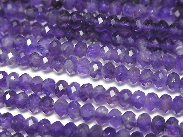 [Video] High Quality!  Amethyst AAA Faceted Button Roundel 4x4x2mm 1strand beads (aprx.15inch/38cm)