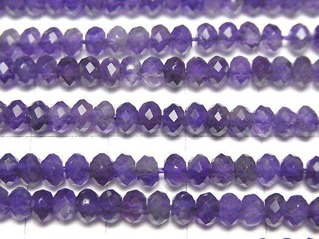 [Video] High Quality!  Amethyst AAA Faceted Button Roundel 4x4x2mm 1strand beads (aprx.15inch/38cm)