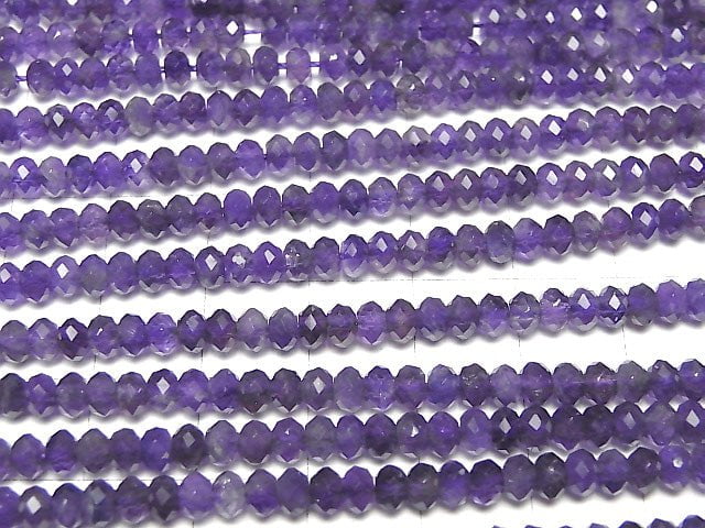 [Video] High Quality!  Amethyst AAA Faceted Button Rondelle 4x4x2mm 1strand beads (aprx.15inch/38cm)