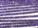 [Video] High Quality!  Amethyst AAA Faceted Button Rondelle 4x4x2mm 1strand beads (aprx.15inch/38cm)