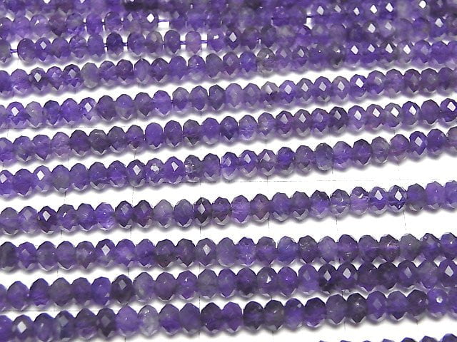 [Video] High Quality!  Amethyst AAA Faceted Button Roundel 4x4x2mm 1strand beads (aprx.15inch/38cm)