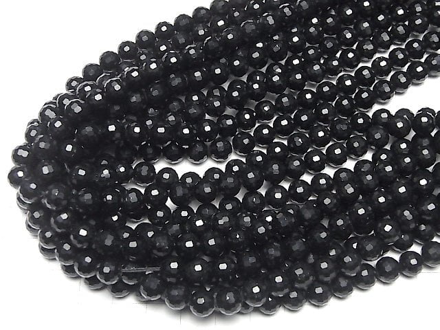 [Video] High Quality!  Onyx  Faceted Round 8mm  1strand beads (aprx.15inch/37cm)