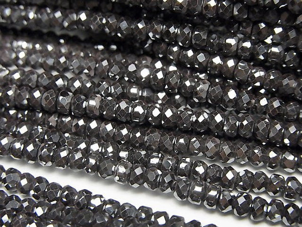 [Video] High Quality! Hematite Faceted Button Roundel 3x3x2mm 1strand beads (aprx.15inch / 37cm)