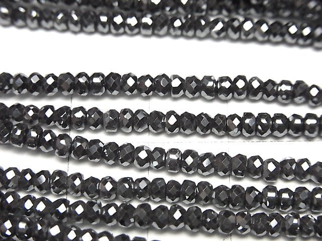 [Video] High Quality! Hematite Faceted Button Roundel 3x3x2mm 1strand beads (aprx.15inch / 37cm)