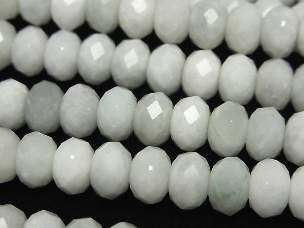 [Video] High Quality! Burma Jadeite AA+ Faceted Button Roundel 8x8x6mm half or 1strand beads (aprx.15inch / 37cm)