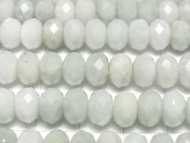 [Video] High Quality! Burma Jadeite AA+ Faceted Button Roundel 8x8x6mm half or 1strand beads (aprx.15inch / 37cm)