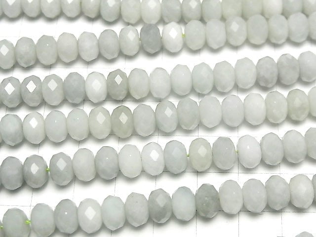 [Video] High Quality! Burma Jadeite AA+ Faceted Button Rondelle 8x8x6mm half or 1strand beads (aprx.15inch / 37cm)