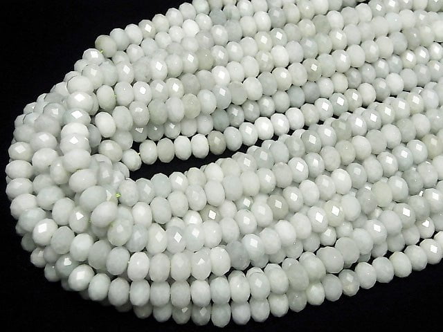 [Video] High Quality! Burma Jadeite AA+ Faceted Button Rondelle 8x8x6mm half or 1strand beads (aprx.15inch / 37cm)