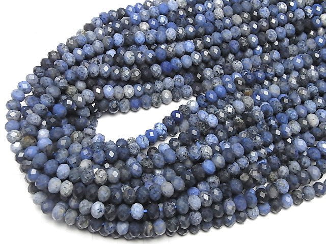 Dumortierite  Faceted Button Roundel 6x6x3mm half or 1strand beads (aprx.15inch/38cm)